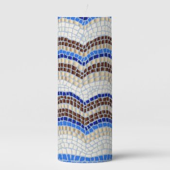 Blue Mosaic 3'' X 8'' Pillar Candle by elenasimsim_for_home at Zazzle