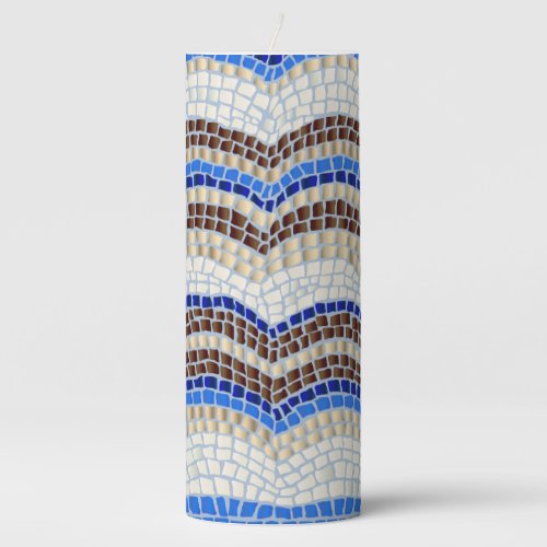 Blue Mosaic 3 x 8 Pillar Candle