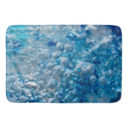 Blue Mosaic - Abstract Blue Silver Bubbles Bath Mat