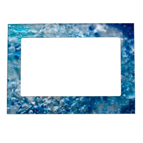 Blue Mosaic _ Abstract Blue Silver Bubbles Magnetic Picture Frame