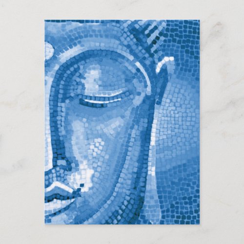 Blue Mosaic Buddha Face Postcard