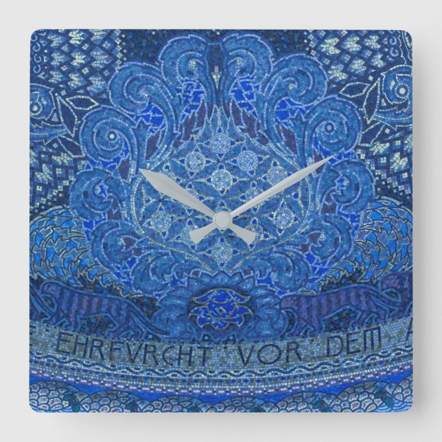 Blue Mosaic Detail, Germany Square Wall Clock (Front)