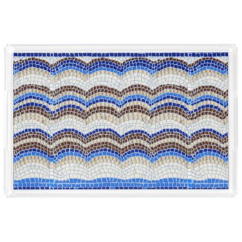 Blue Mosaic Extra Large Rectangle Serving Tray by elenasimsim_for_home at Zazzle