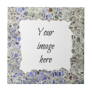 Blue Mosaic Frame Ceramic Tile