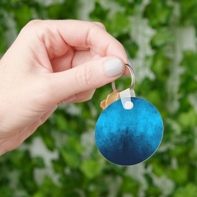 Blue Mosaic Geometric Pattern Keychain (Hand)
