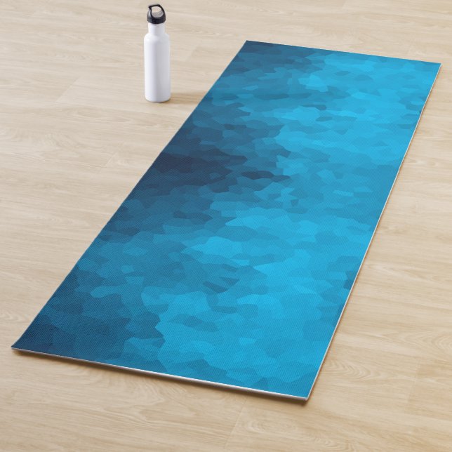 Blue Mosaic Geometric Pattern Yoga Mat (In Situ)