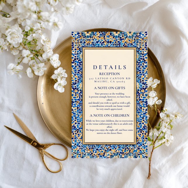 Blue Mosaic Islamic Wedding Enclosure Card (Creator Uploaded)
