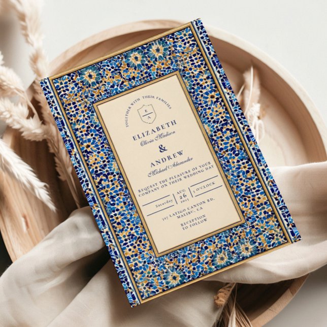 Blue Mosaic Islamic Wedding Invitation (Creator Uploaded)