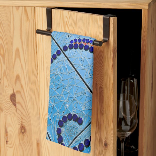 Blue Mosaic Kitchen Towel (Thirds Fold)