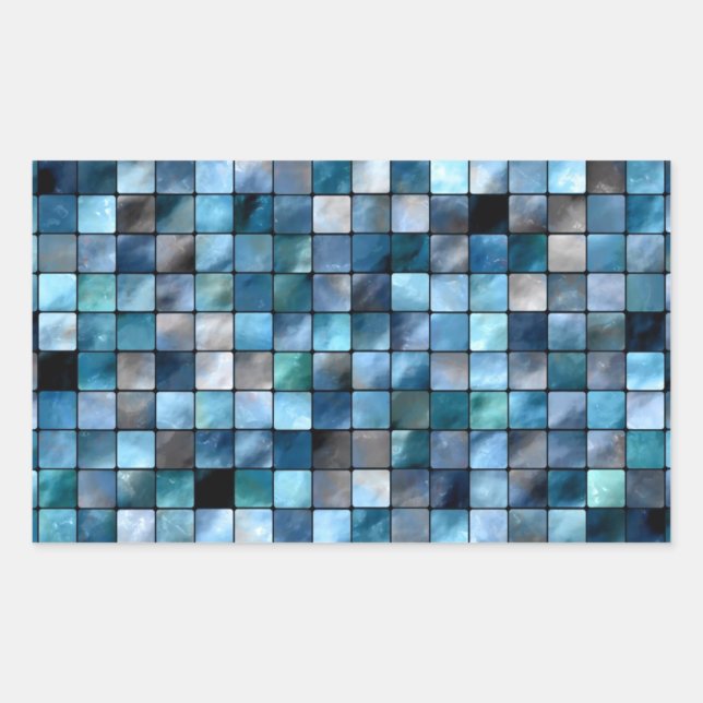 Blue Mosaic Of Tiles Rectangular Sticker (Front)