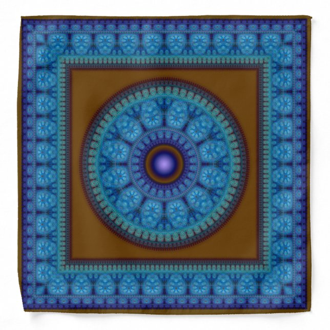 Blue mosaic oriental pattern bandana (Front)