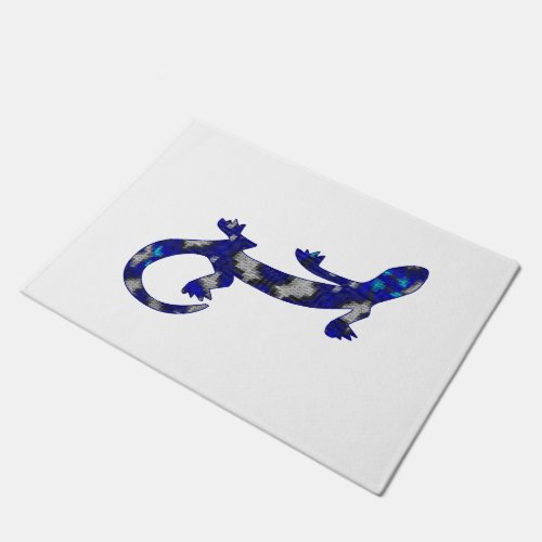 Blue Mosaic Pattern Gecko Lizard Reptile Art Doormat
