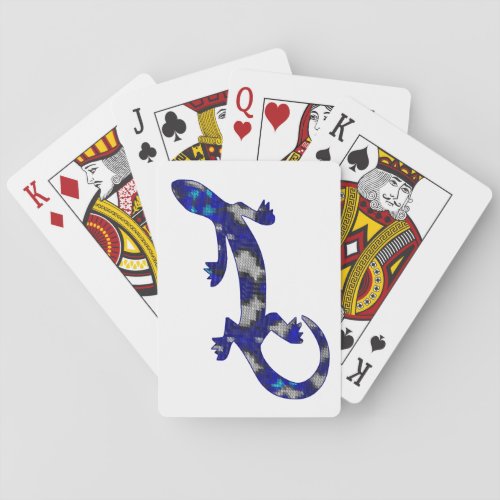 Blue Mosaic Pattern Gecko Lizard Reptile Art Playing Cards