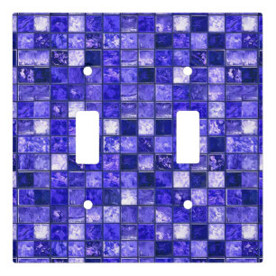 Blue mosaic pattern light switch cover