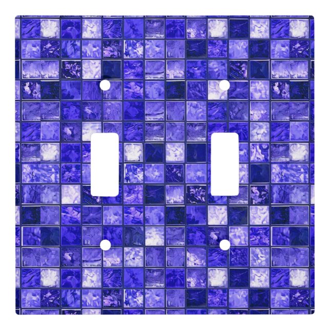 Blue mosaic pattern light switch cover (Front)
