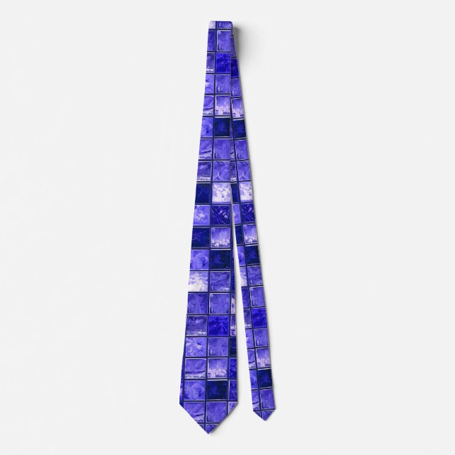 Blue mosaic pattern neck tie (Front)