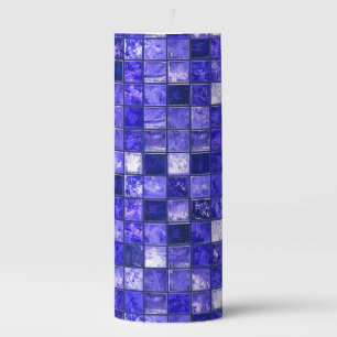 Blue mosaic pattern pillar candle