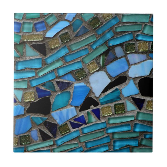 Blue Mosaic Pattern print  Ceramic Tile (Front)