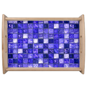 Blue mosaic pattern serving tray