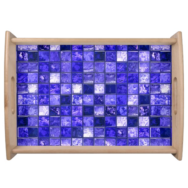 Blue mosaic pattern serving tray (Front)