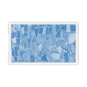 Blue Mosaic Pattern Serving Tray