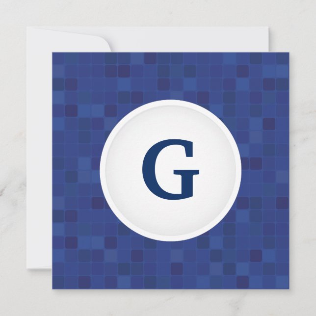 Blue mosaic pixel pattern personalized monogram  (Front)