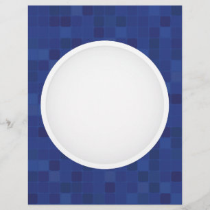 Blue mosaic pixel pattern personalized monogram  letterhead