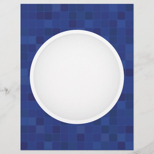 Blue mosaic pixel pattern personalized monogram  letterhead (Front)