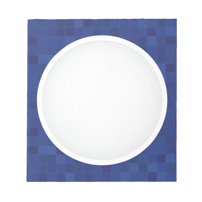 Blue mosaic pixel pattern personalized monogram notepad (Front)