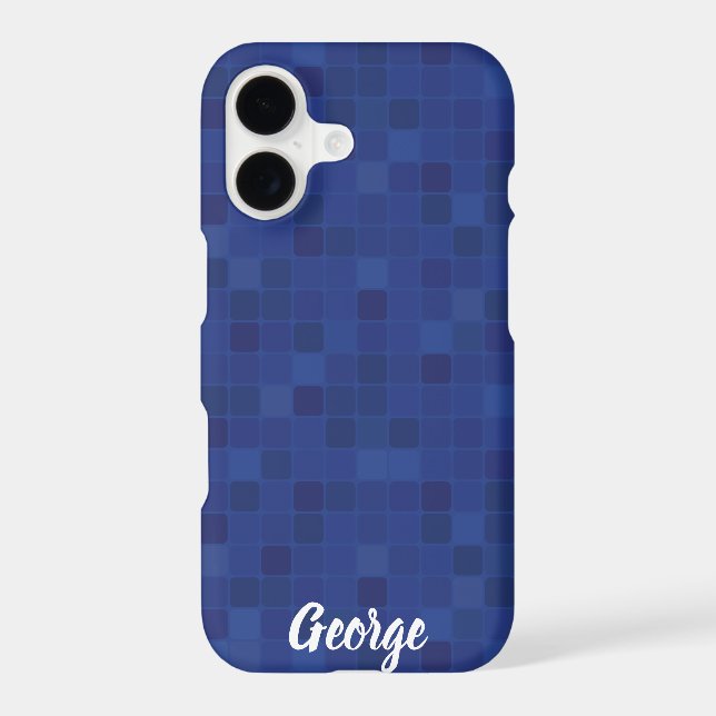 Blue mosaic pixelated design iPhone case. Case (Back)
