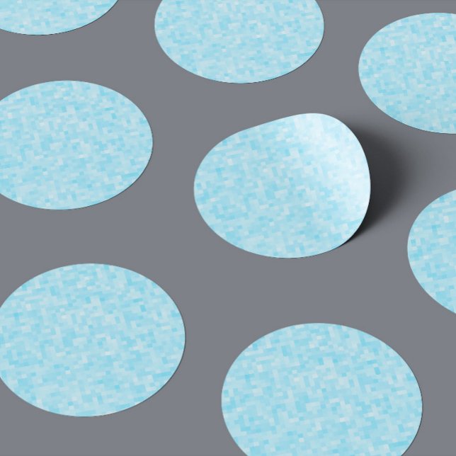 Blue Mosaic Pixelation Classic Round Sticker (Creator Uploaded)