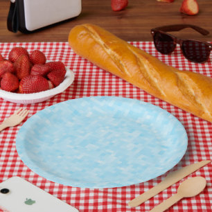 Blue Mosaic Pixelation Paper Plates