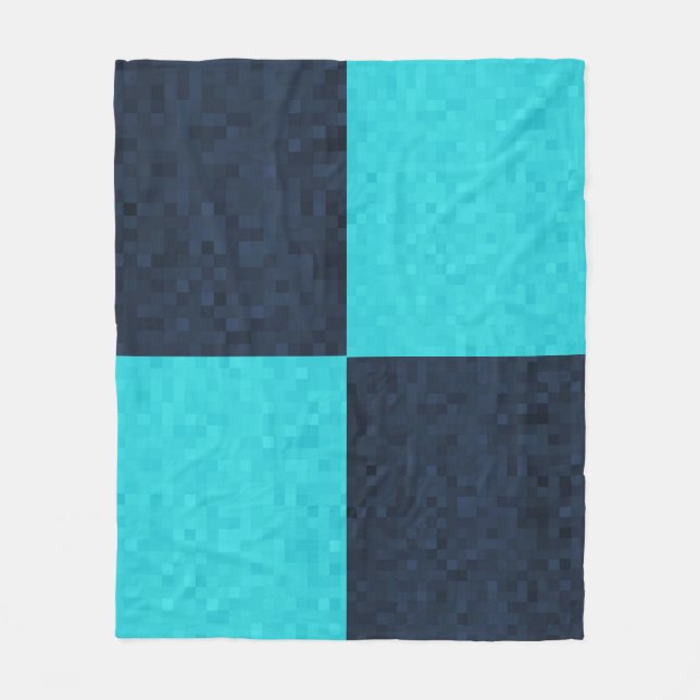 Blue Mosaic Rectangular Pattern, Fleece Blanket (Front)