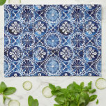 Blue Mosaic Tile Kitchen Towel<br><div class="desc">Bring elegance to your kitchen with this striking blue mosaic tile towel. Inspired by traditional Portuguese and Mediterranean designs, the repeating pattern features intricate floral and geometric details in deep navy and soft indigo tones. Both practical and decorative, this towel adds a touch of old-world charm while keeping things fresh...</div>