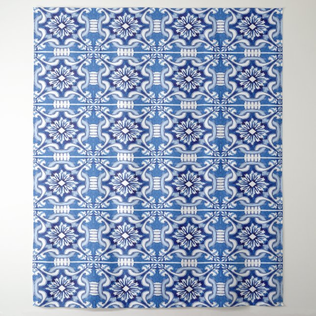 Blue Mosaic Tiles Italian Bridal Shower Backdrop (Front)