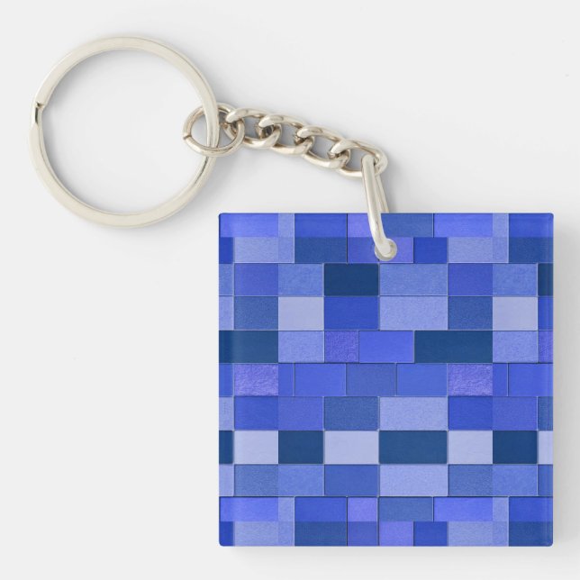 Blue mosaic tiles keychain (Front)