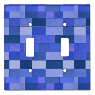 Blue mosaic tiles light switch cover