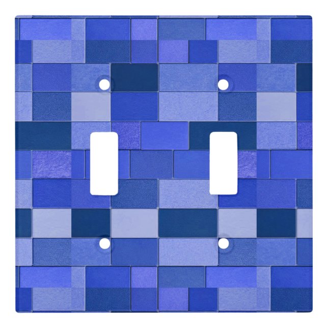 Blue mosaic tiles light switch cover (Front)