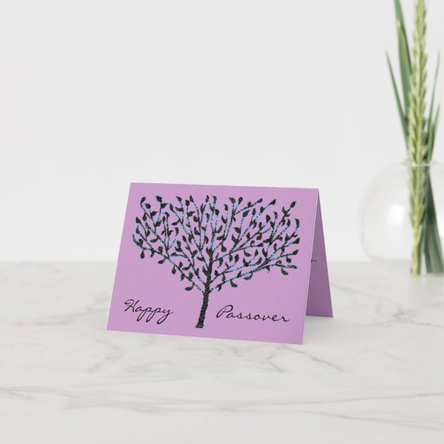 Blue Mosaic Tree Passover Card (Front)