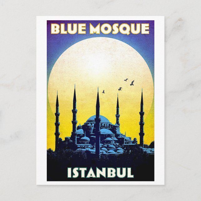 Blue Mosque, church, Istanbul, Turkey, vintage Postcard (Front)