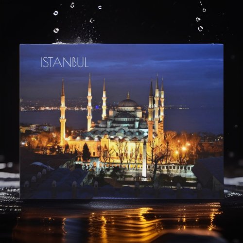 Blue Mosque in Istanbul at Night Postcard