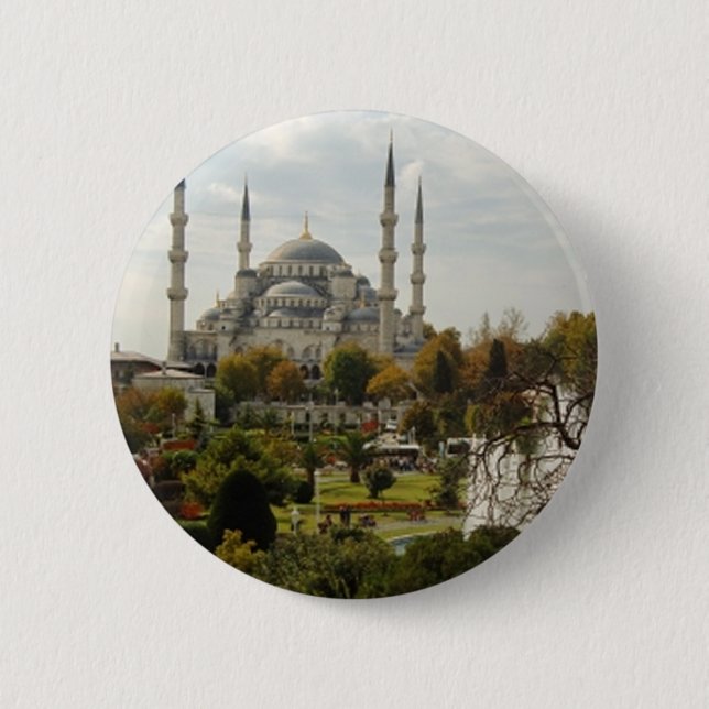 Blue Mosque Pinback Button (Front)