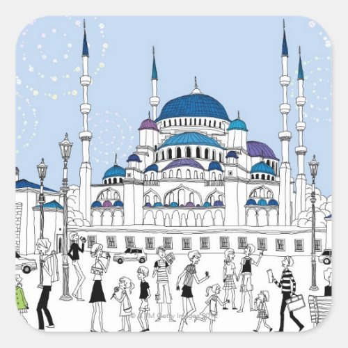 Blue Mosque Square Sticker