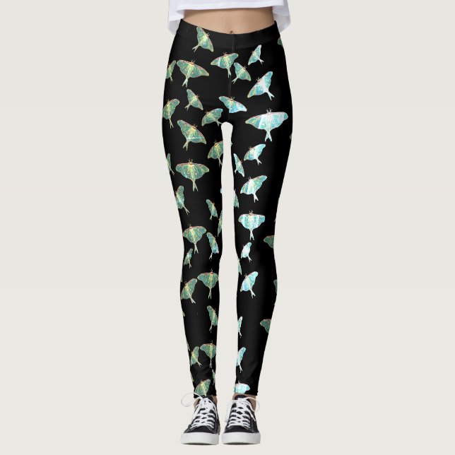 Blue Moth Butterflies Leggings (Front)