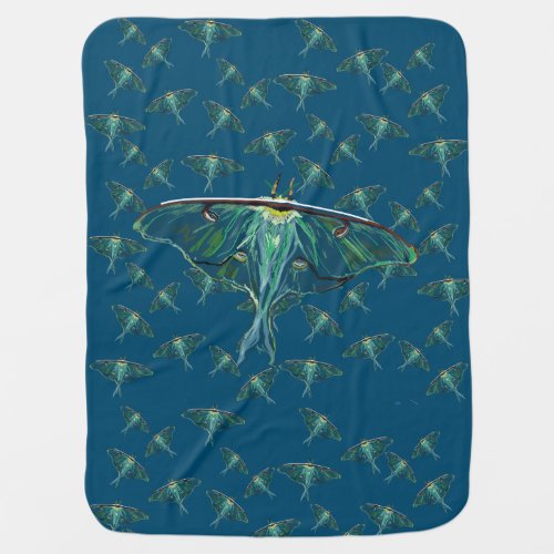 Blue Moth Butterfly Baby Blanket