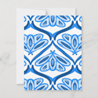 Blue Moth Butterfly Watercolor Looks White Pretty  Note Card