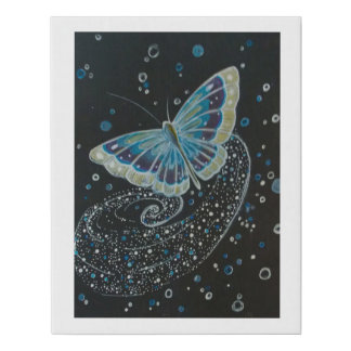 Blue Moth Swirl Faux Canvas Print