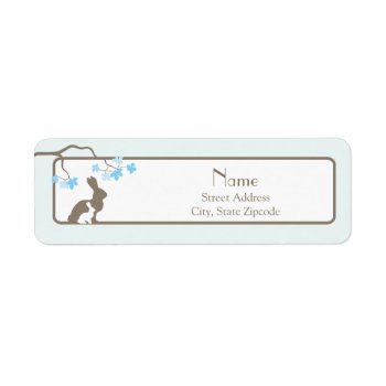 Blue Mother And Baby Bunny Address Label by OrangeOstrichDesigns at Zazzle