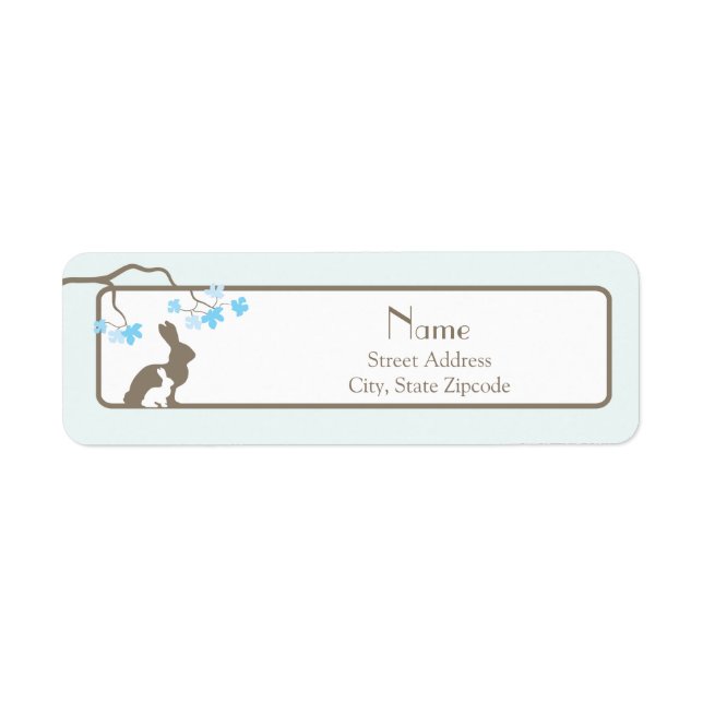 Blue Mother and Baby Bunny Address Label (Front)