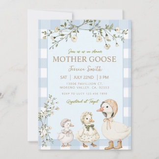 Blue Mother Goose Baby Shower Gender Boy Invitation